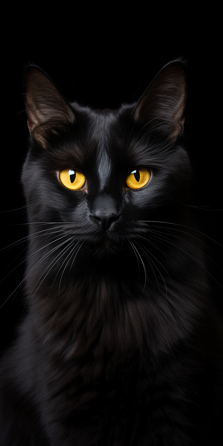 Black cat on content aware filled black background