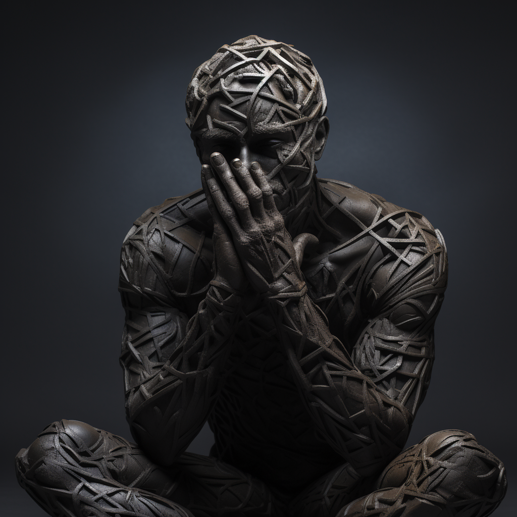 3D image of a person deep in thought