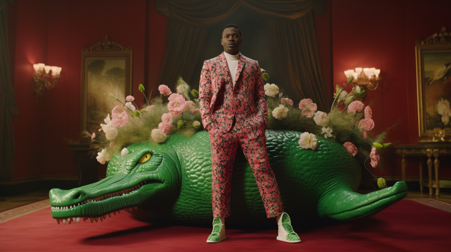 Stylish Black Man with Alligator Float