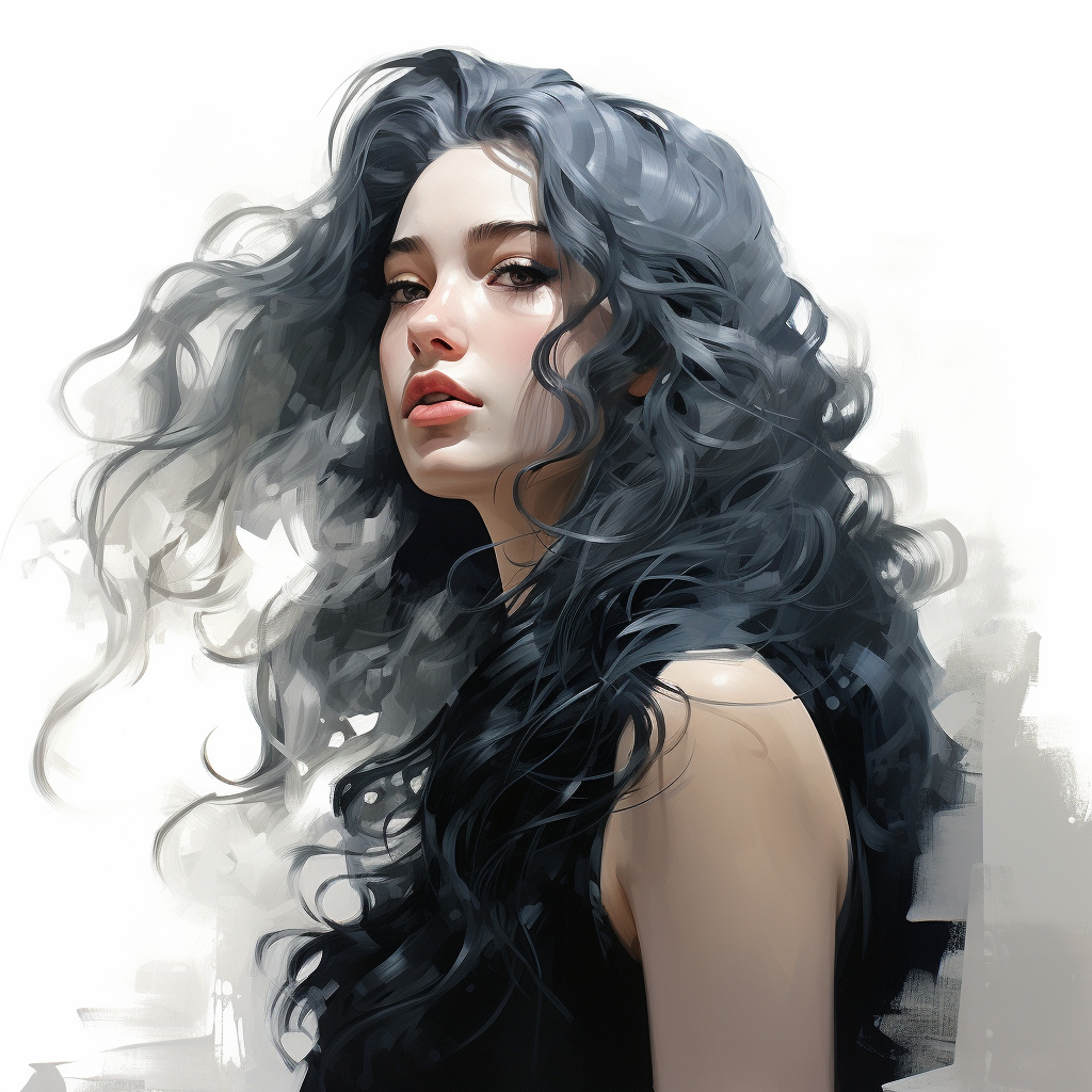 Black and Gray Character with Stunning Long Hair