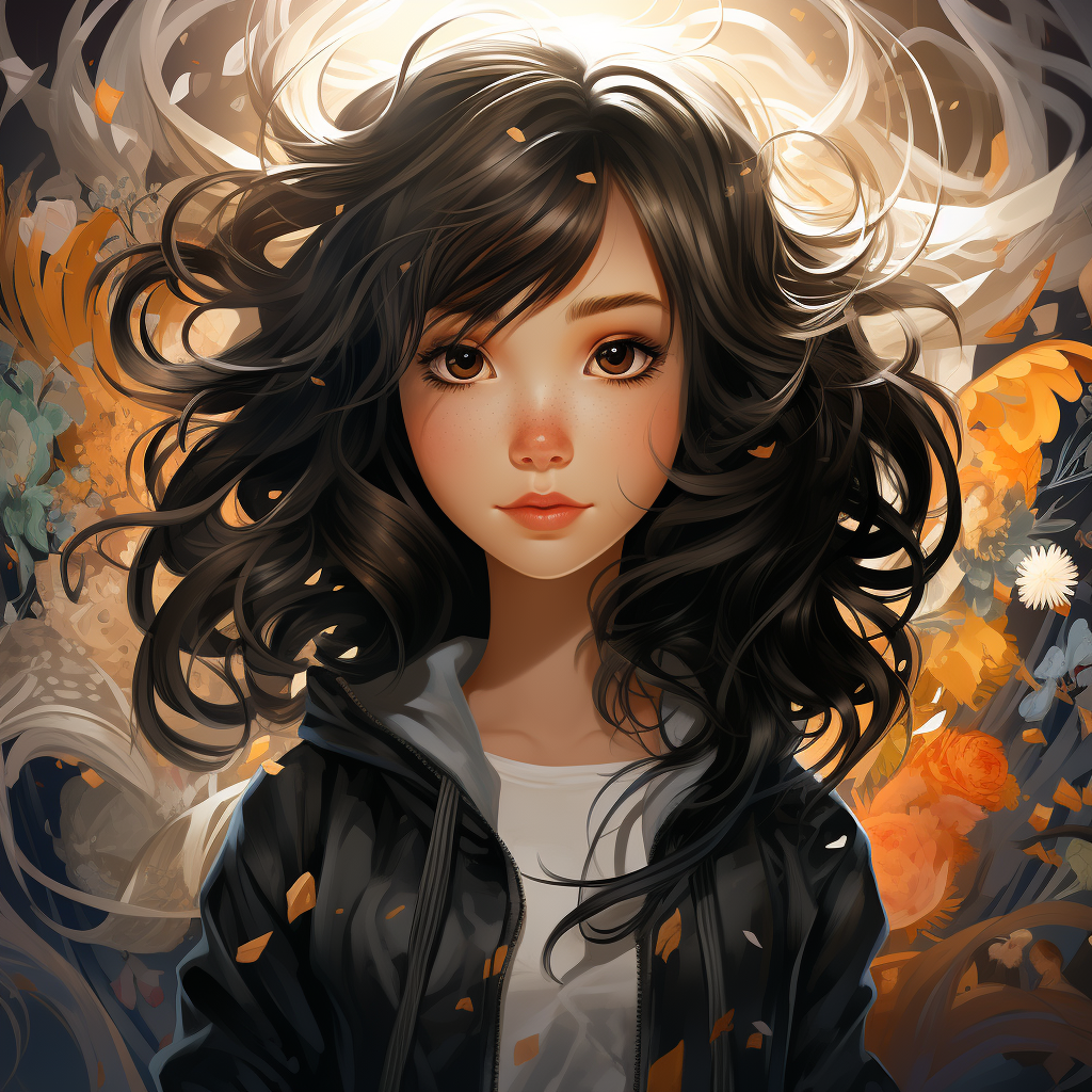 Black hair girl character