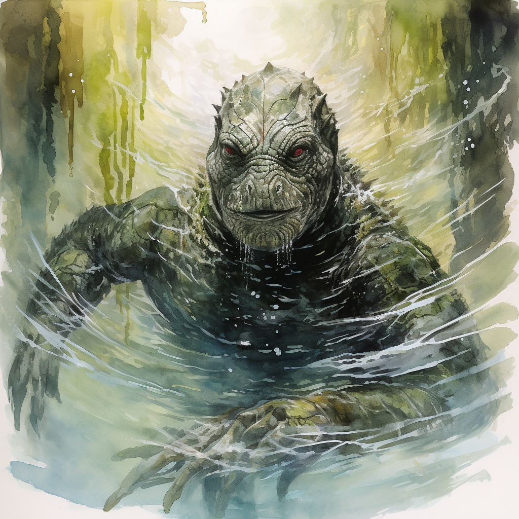 Black Lagoon Creature in Watercolor