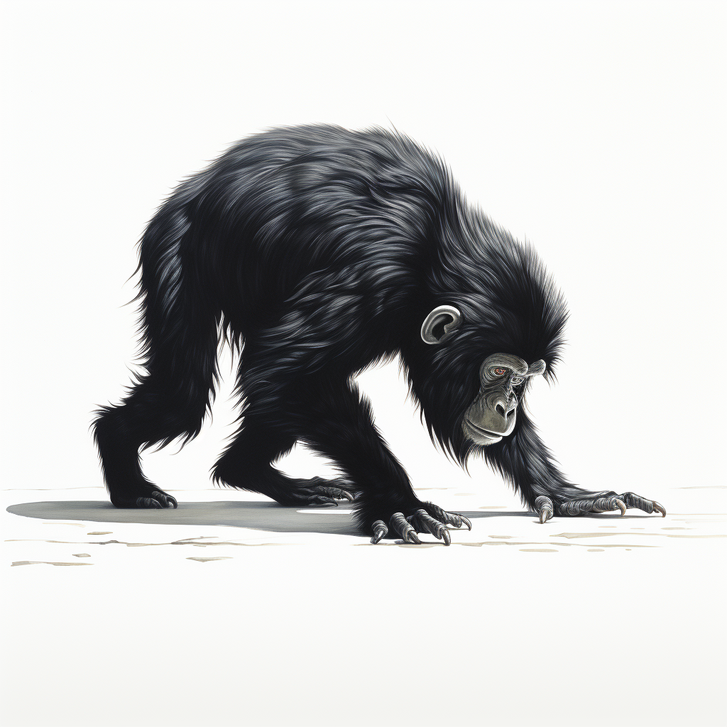 Black monkey walking on all fours