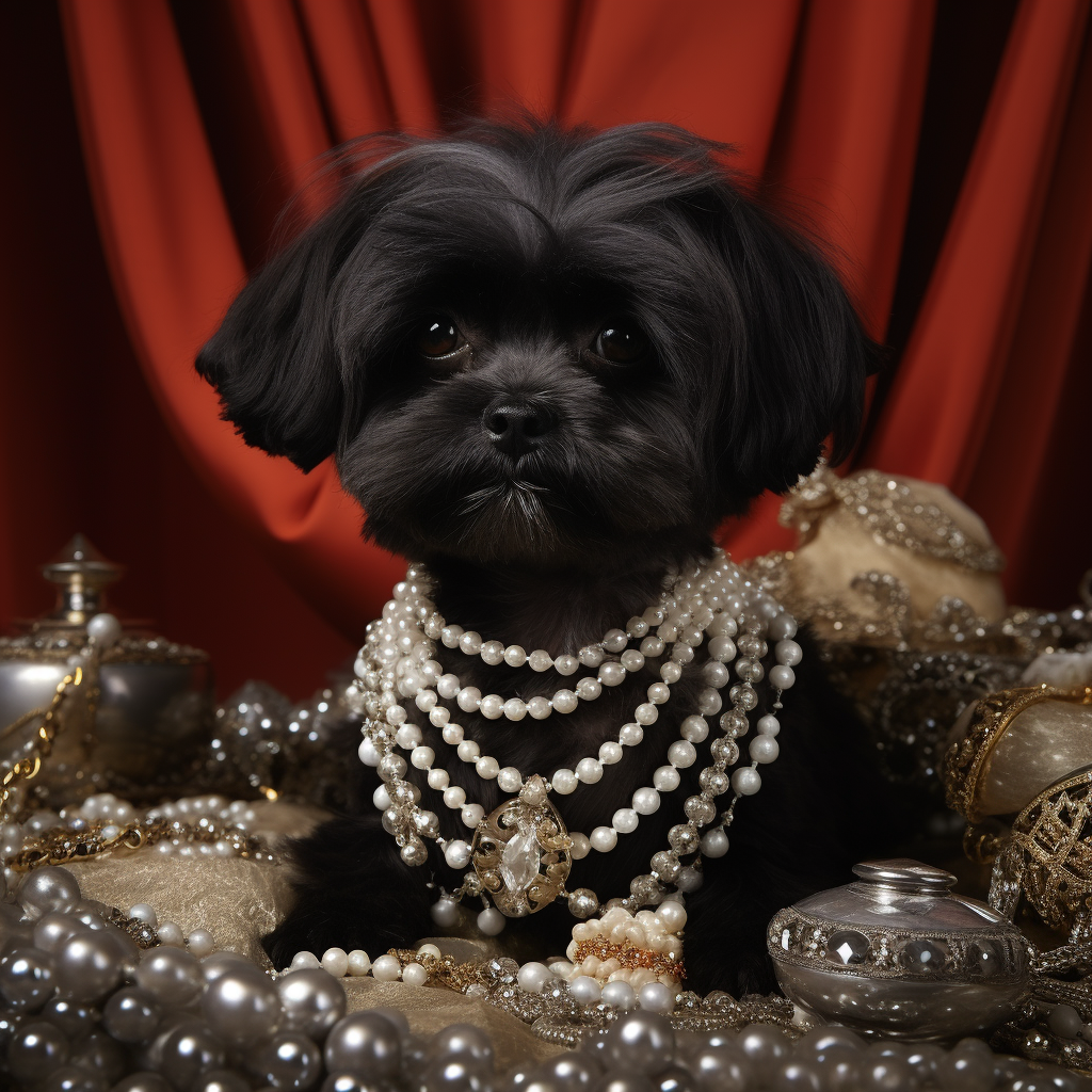 Adorable Dog with Glamorous Jewelry