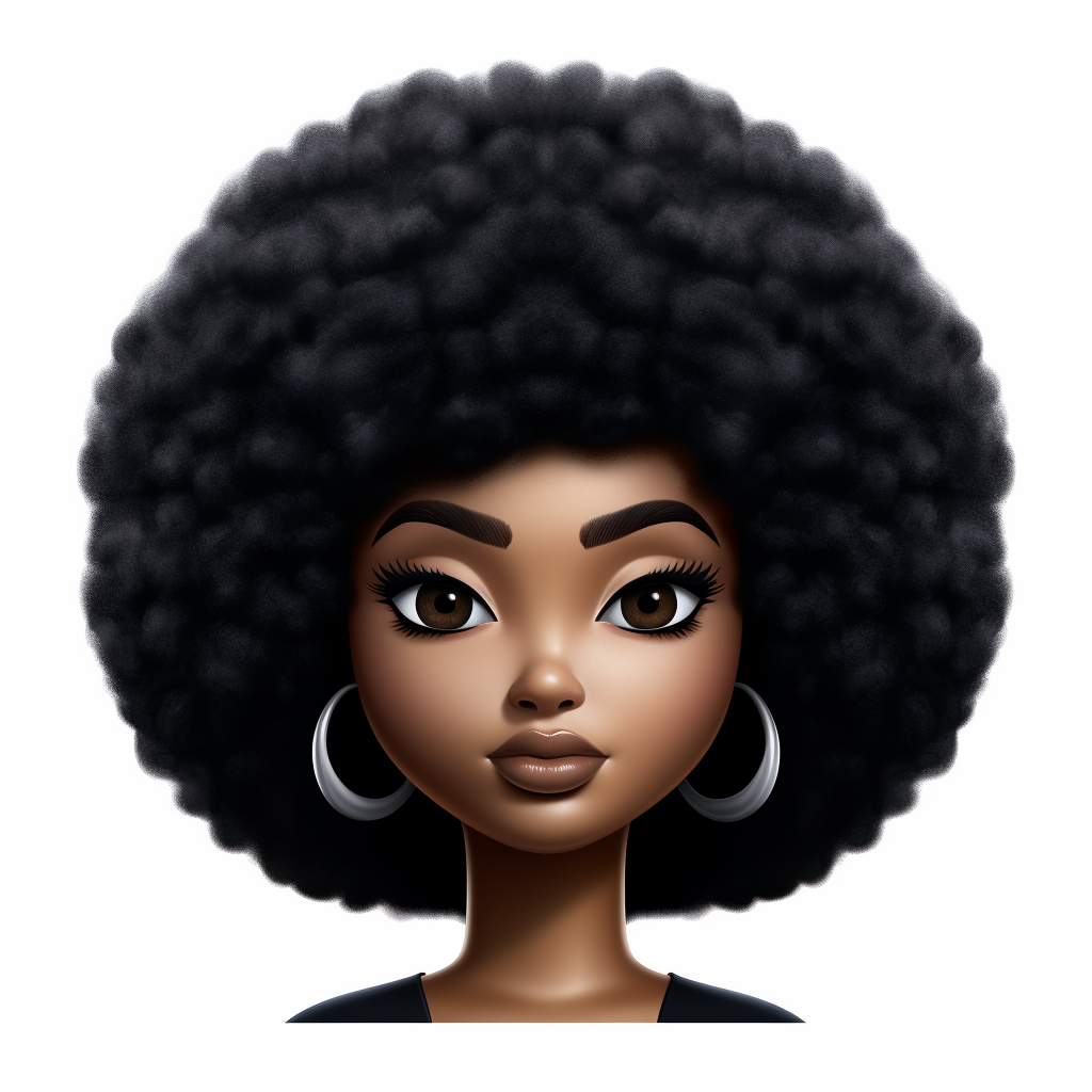 Cute black shrug emoji with fro