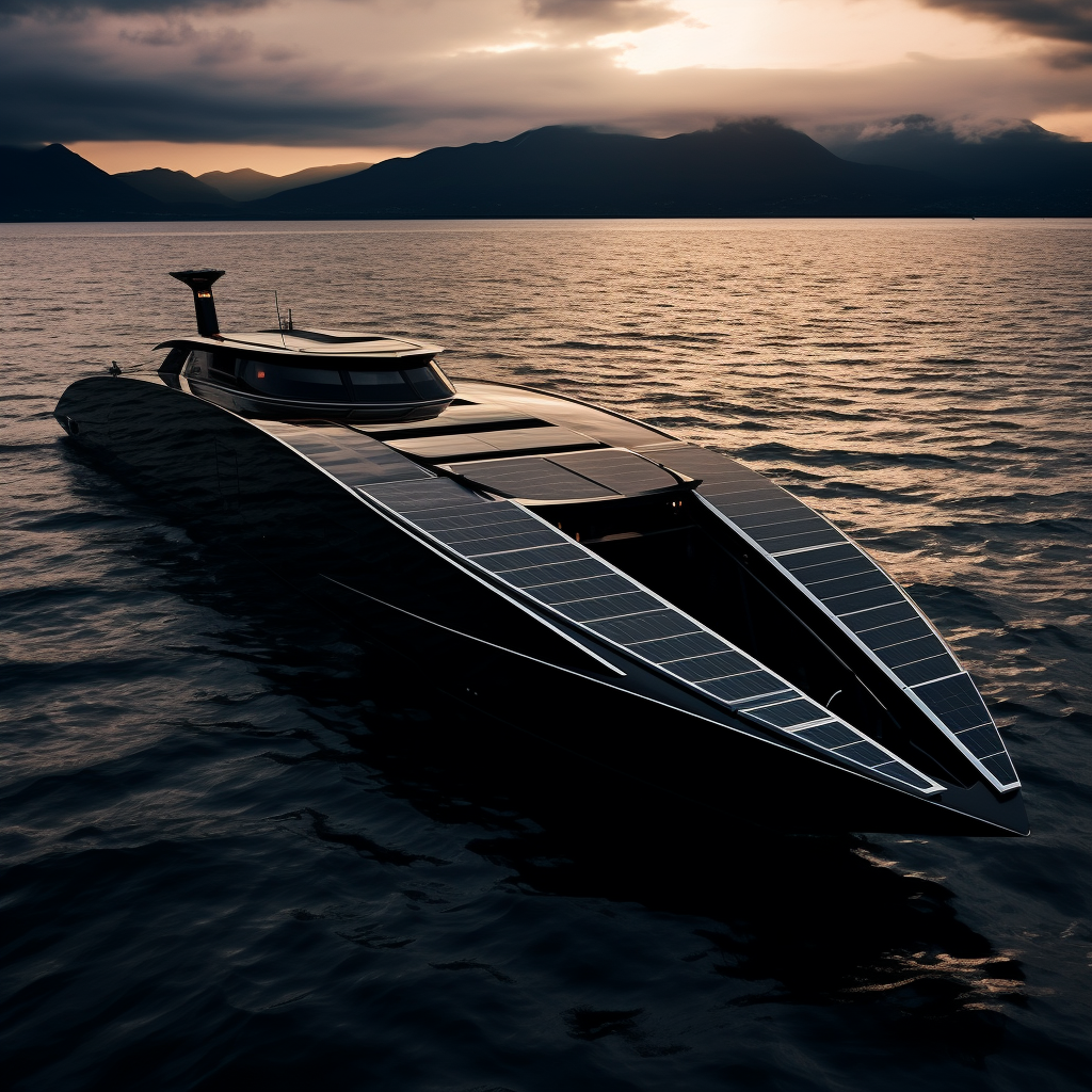 Black solar panel on yacht