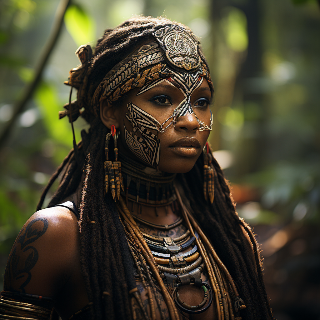 Beautiful Black Tribal Woman in Jungle