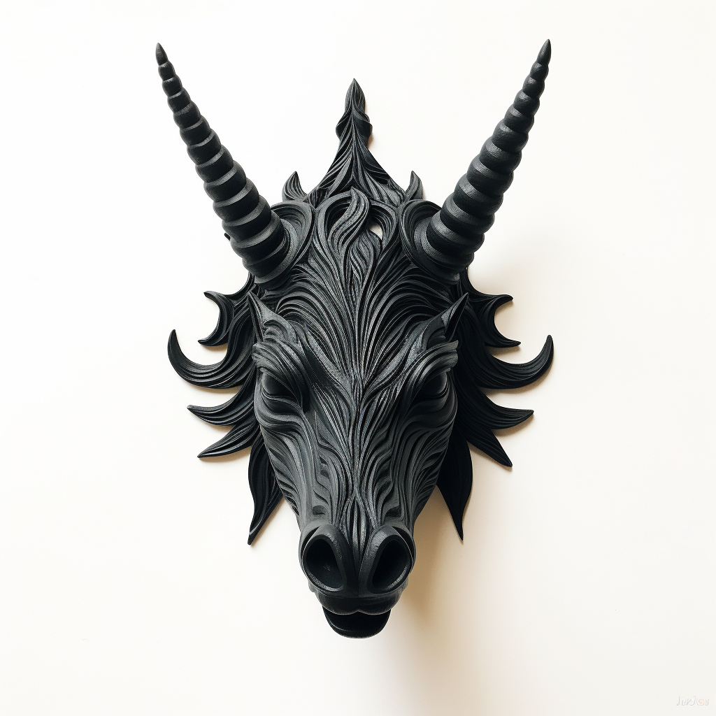 Black Unicorn Head White Background