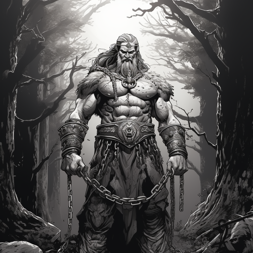 Comic Style Barbarian King in Forest