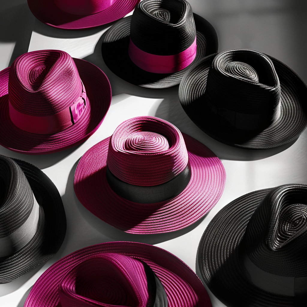 Black White Magenta Pop Hats