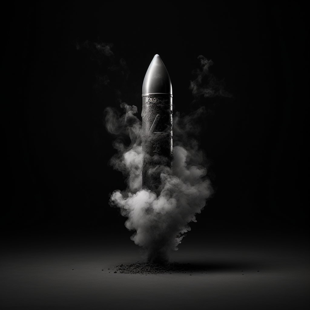 Realistic bullet shaped  a  with smoke