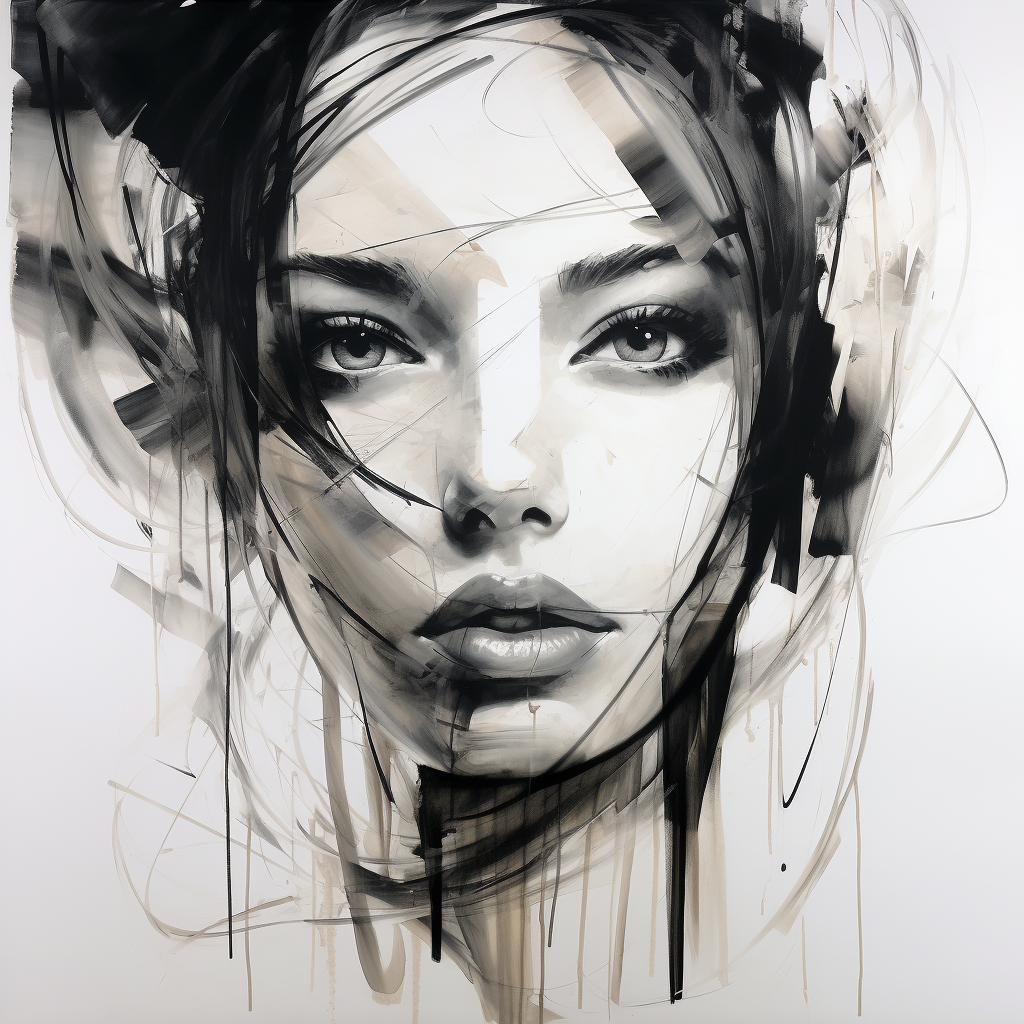 Beautiful black and white style woman drawings