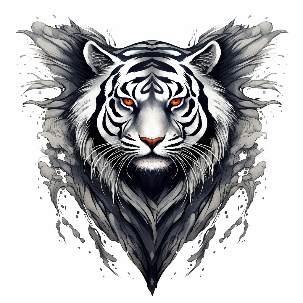 Black White Tiger Wings Tattoo Design