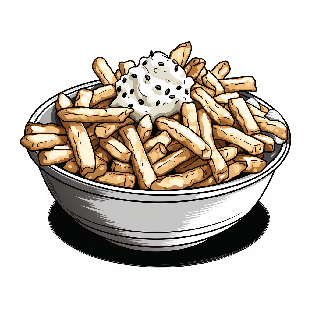 Black and white poutine icon