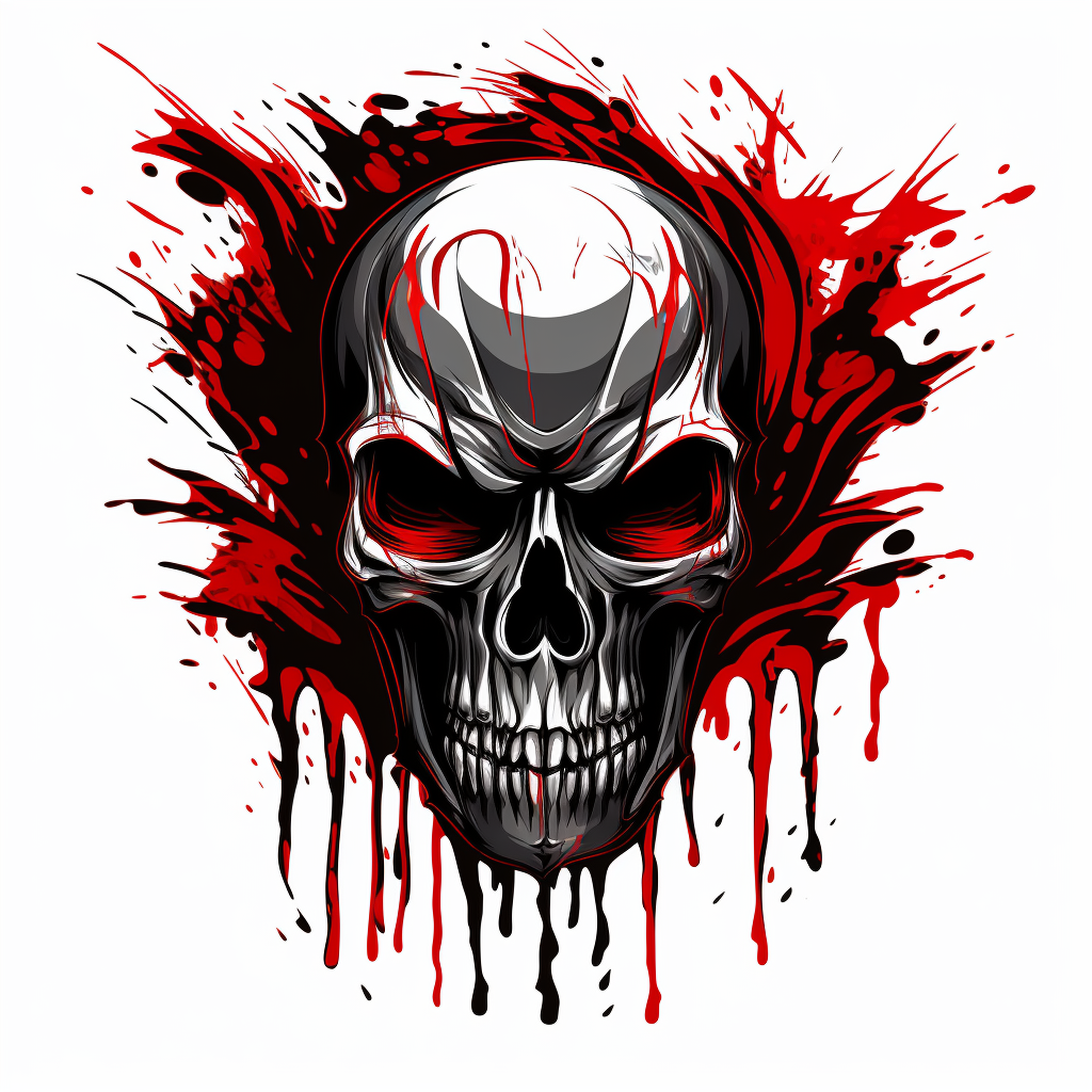 Black Skull logo with red blood on white background