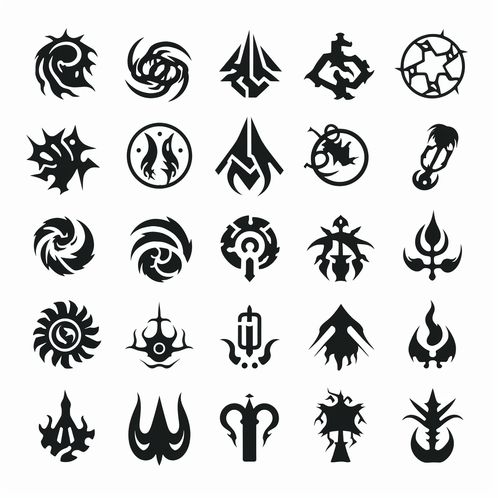 Black vector symbols for Dungeons & Dragons