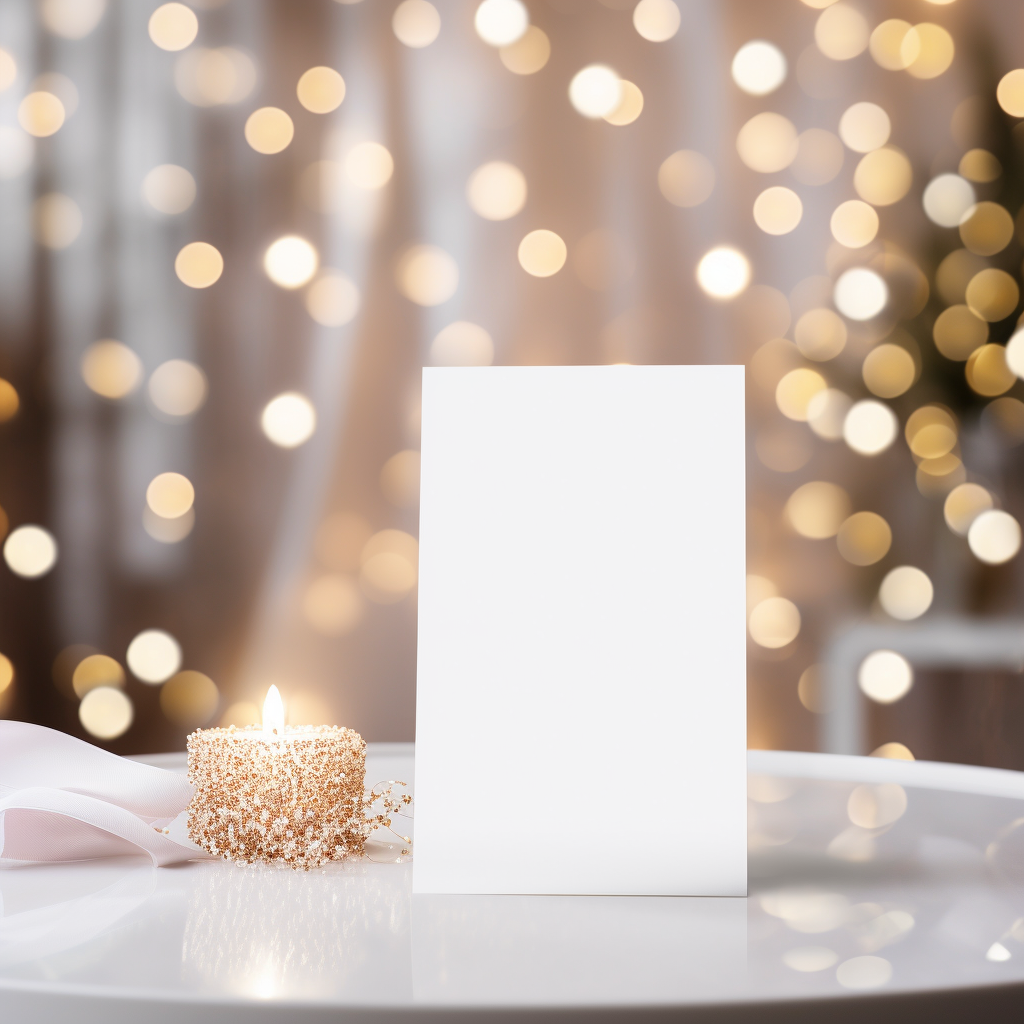 Beautiful blank white card on table