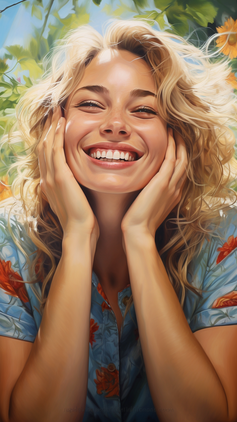 Smiling blonde woman in nature