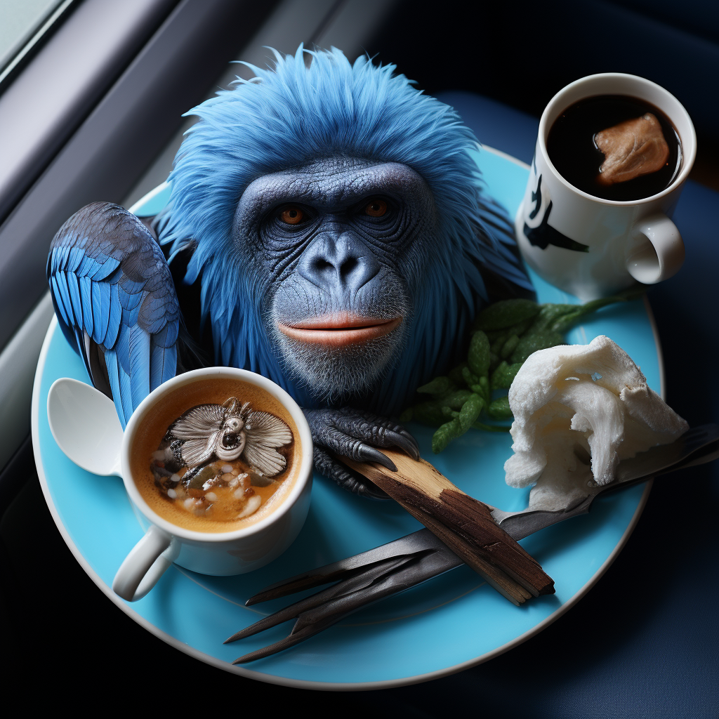 Blue bird airplane gorilla coffee