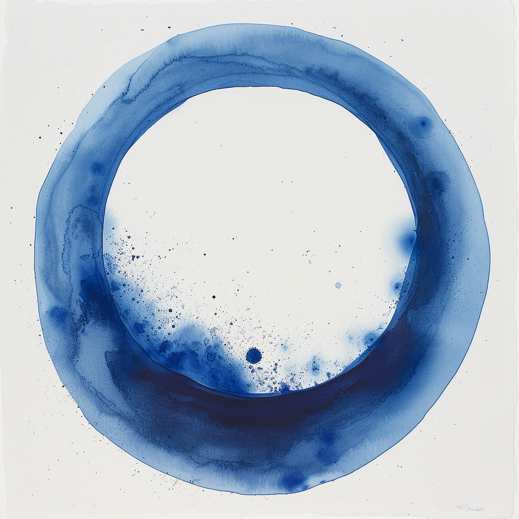 Blue Circular Spot Watercolor Wet Paper