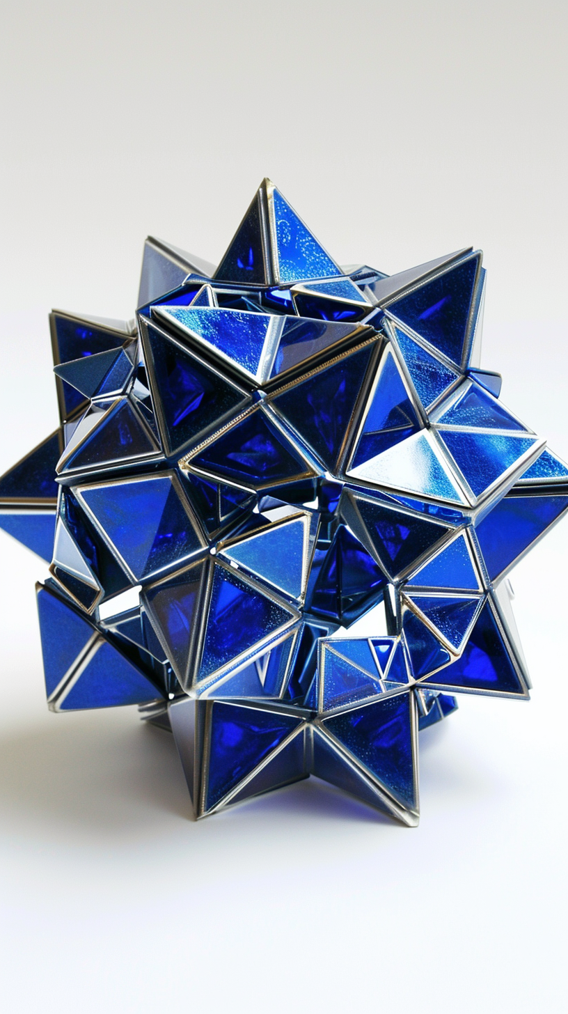 Blue Metal Triangles Spherical Parallelepiped