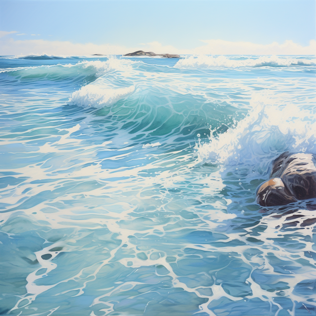 Light pastel blue sea painting