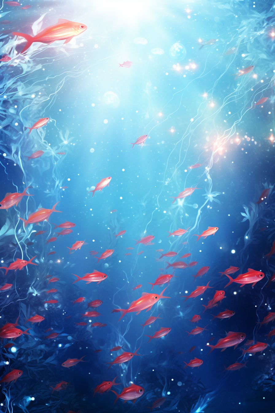 Vibrant red fishes in a blue sea