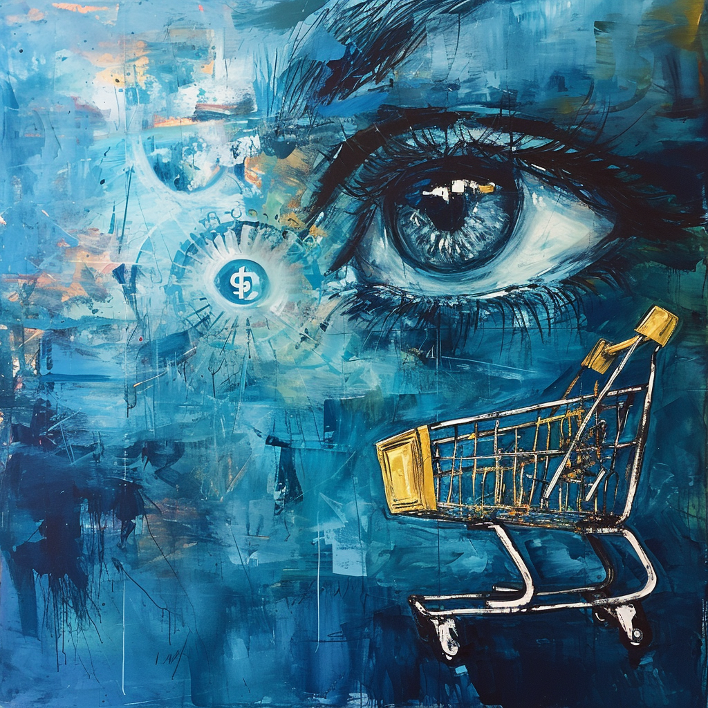 Artistic blue shopping euro eye