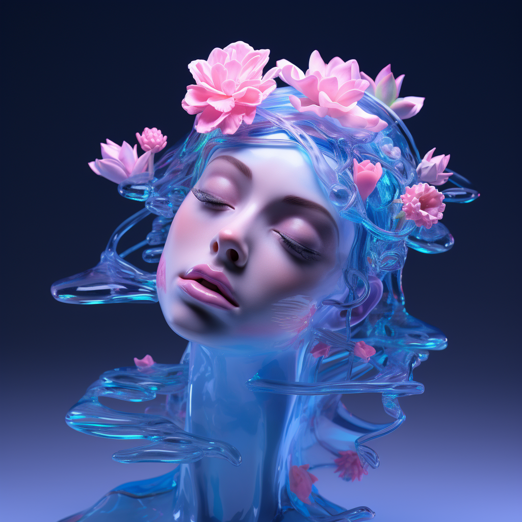 Human with Blue Water and Flower Crown