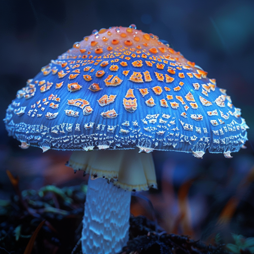 Beautiful Blue White Mushroom Fantasy