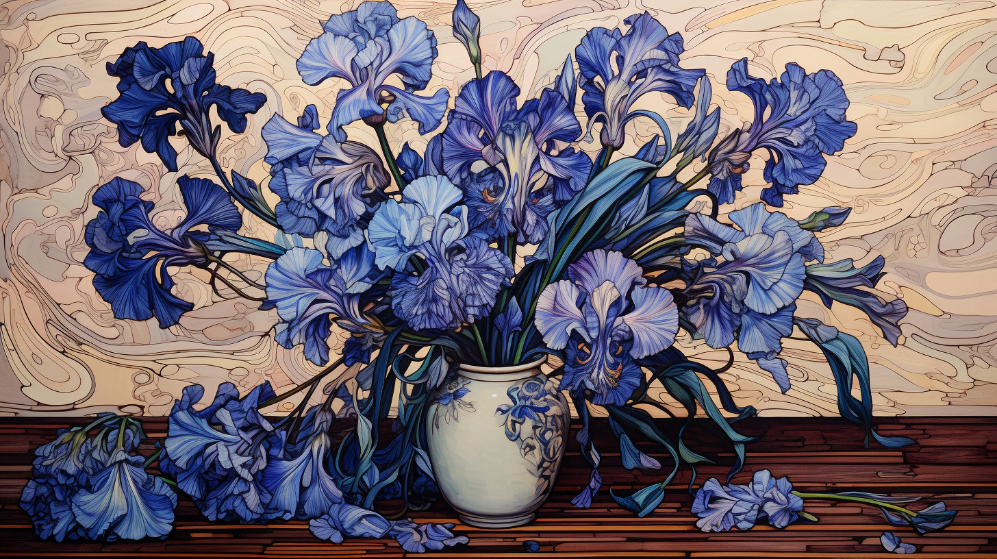 Blue Flowers Vase Artistic 8K