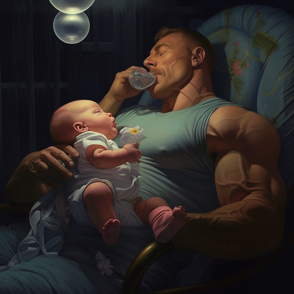 Bodybuilder with Baby Pacifier