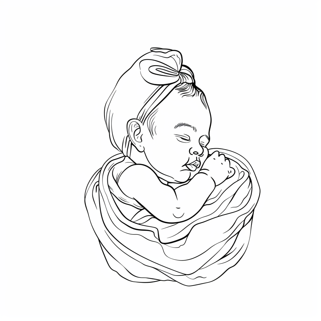 Minimalist style newborn baby drawing