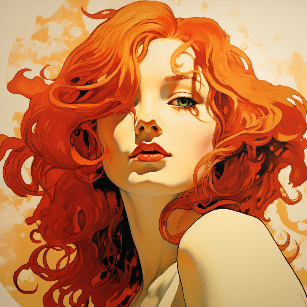 Red Haired Girl Art Nouveau Poster