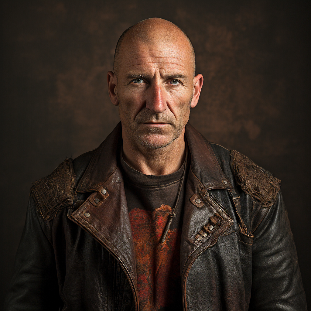 Mid-aged man in bold leather jacket