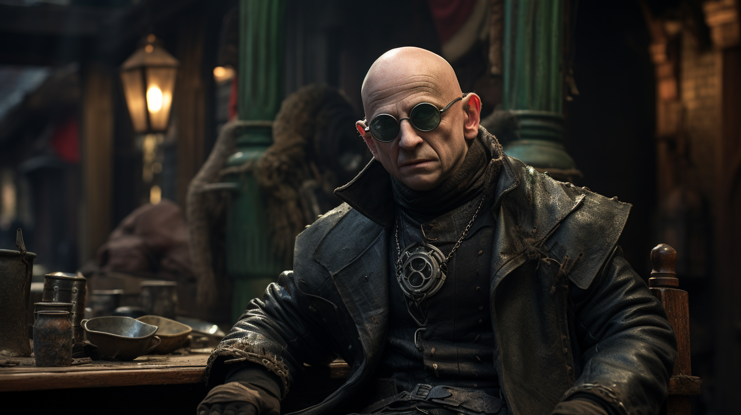 Bono as a Bald Elf with Steampunk Goggles