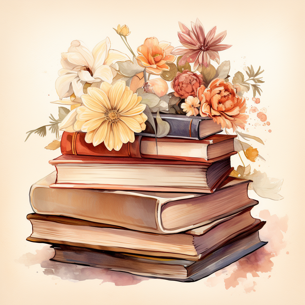 Books Floral Watercolor Art