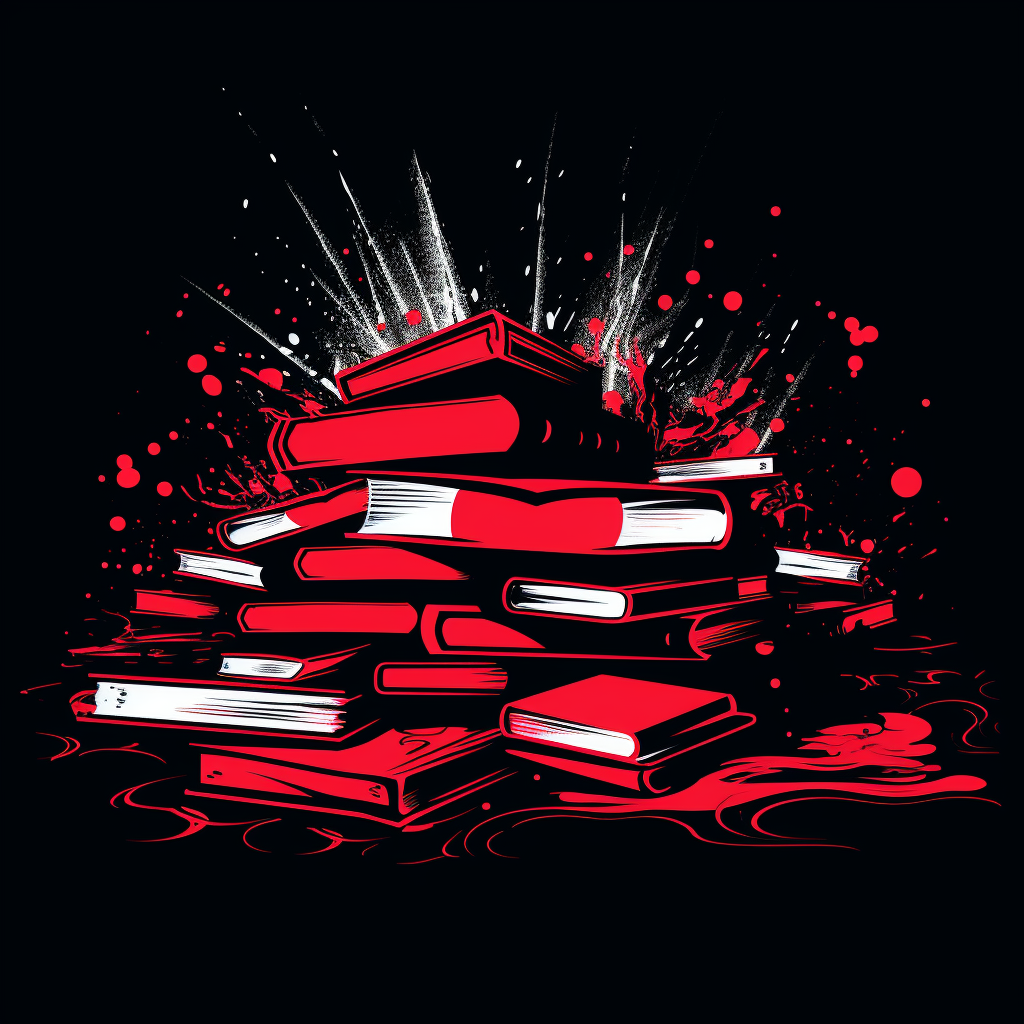 Black and red books illustration