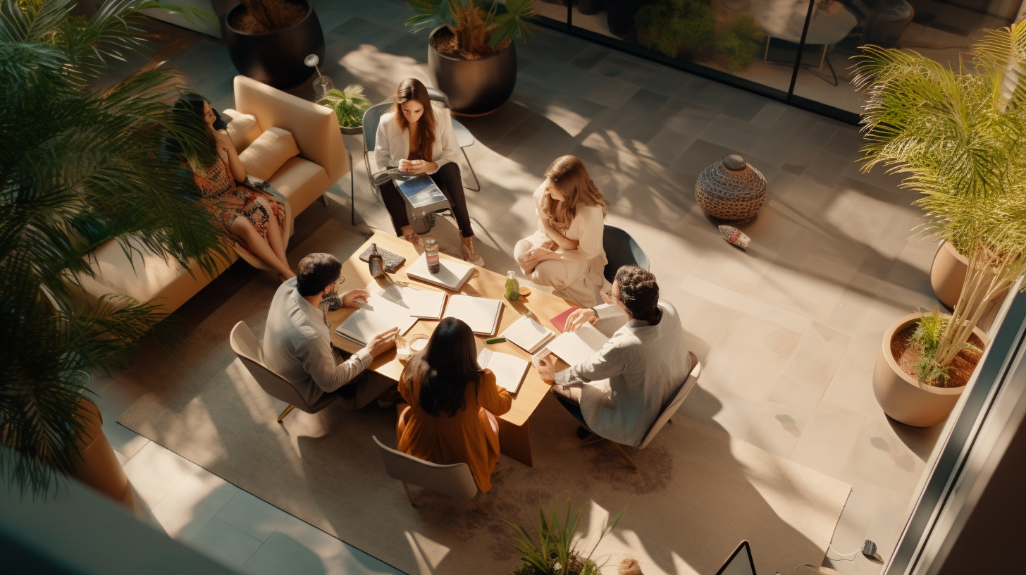 Group of People Brainstorming Top View