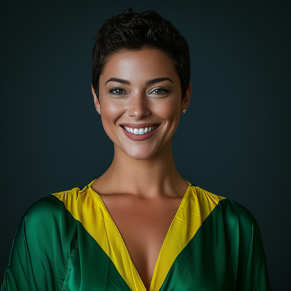 Brazilian woman with neutral happy expression