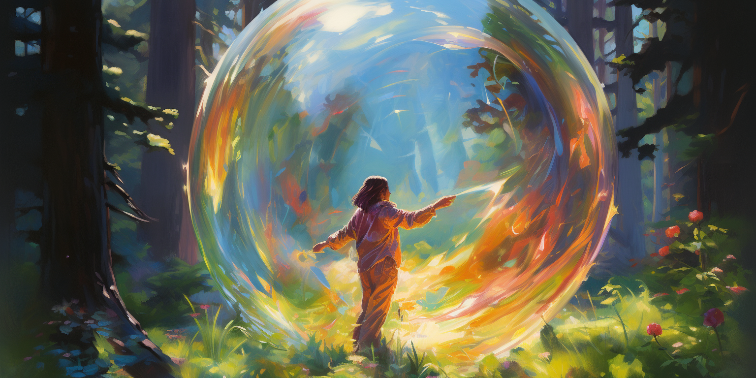 Arcane bubble shield in bright oil painting