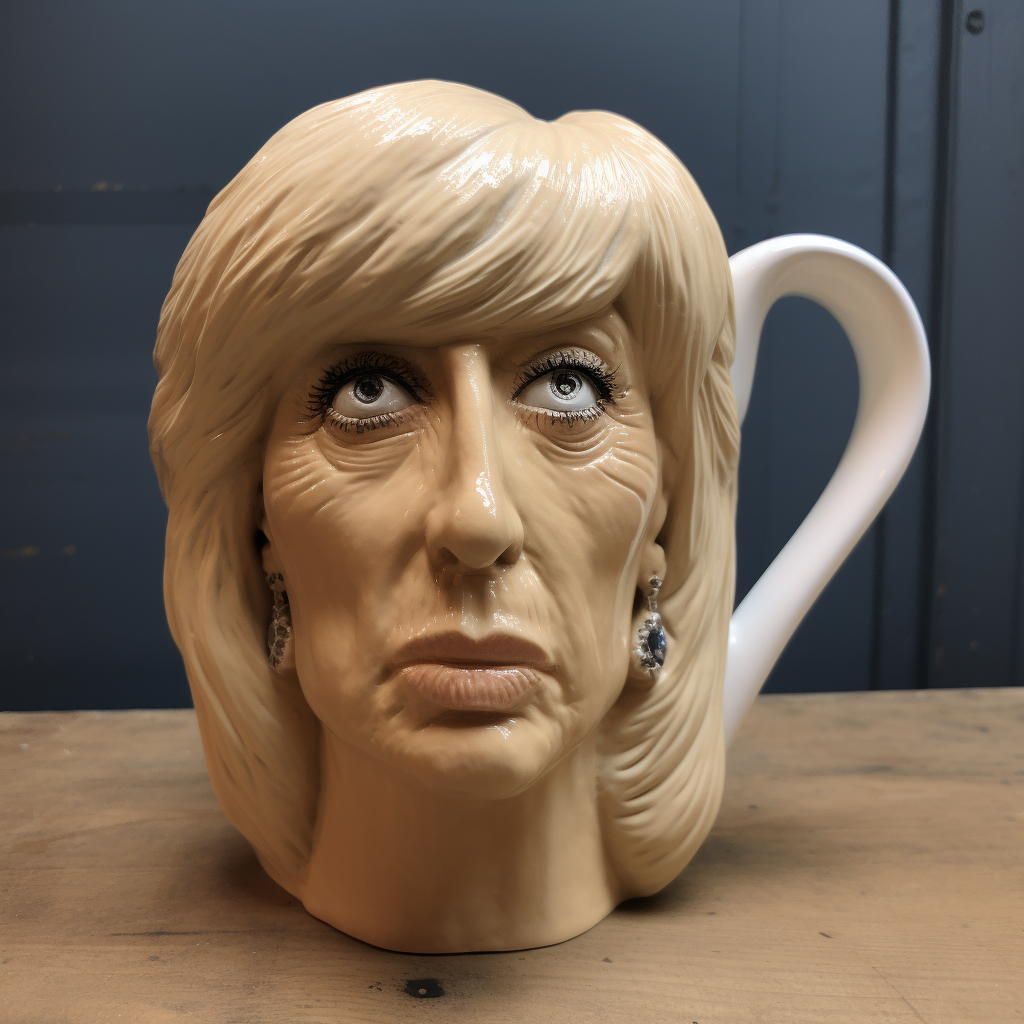 Brigitte Macron's head in hyperrealistic Vallauris ceramic pitcher