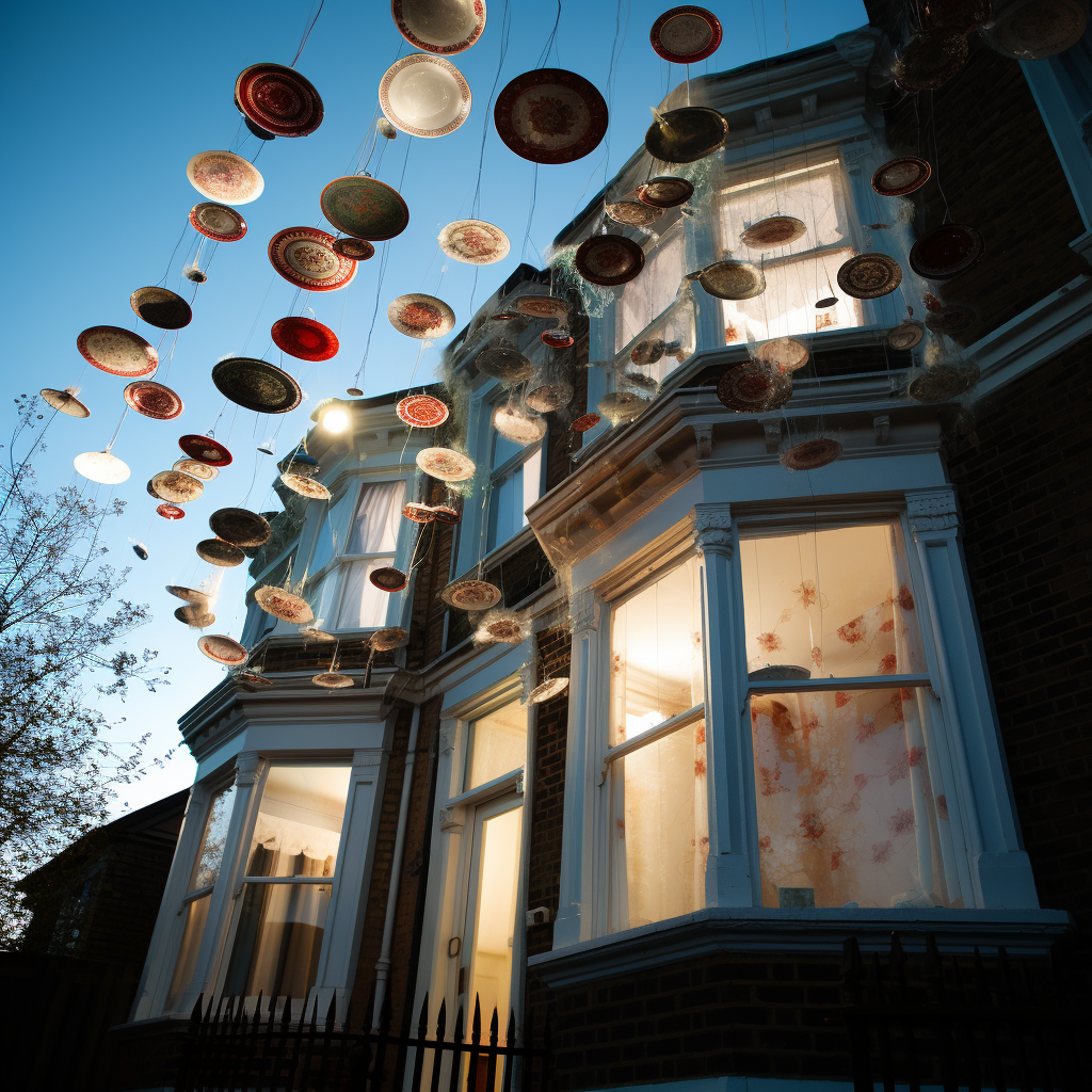 Dangling dinner plates in British home