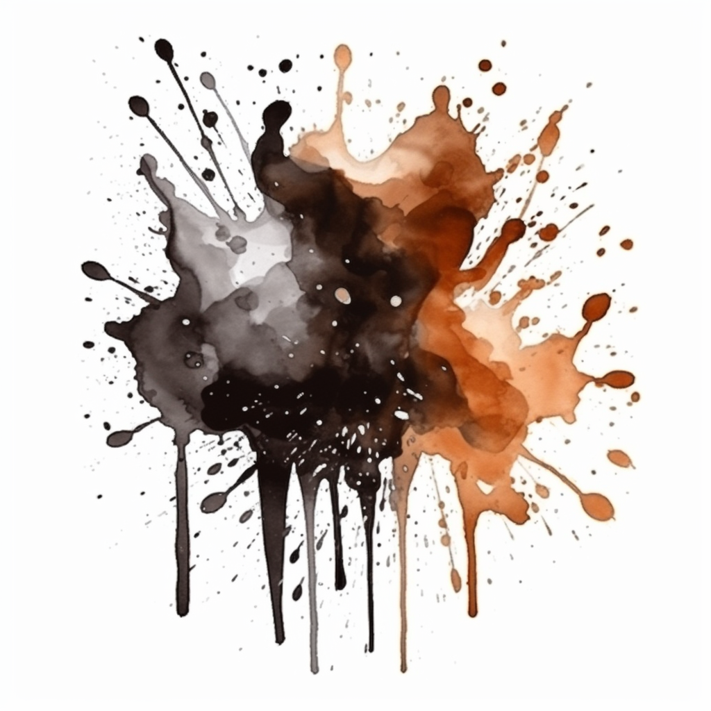 Watercolor style brown and black splash