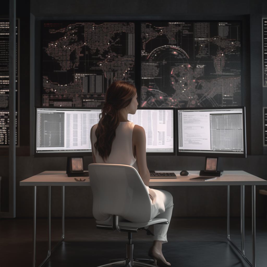 Stylish Business Girl Sitting at Desk