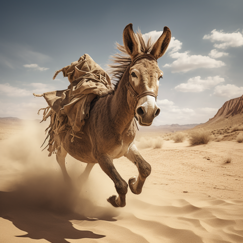 Bucking Donkey in Desert