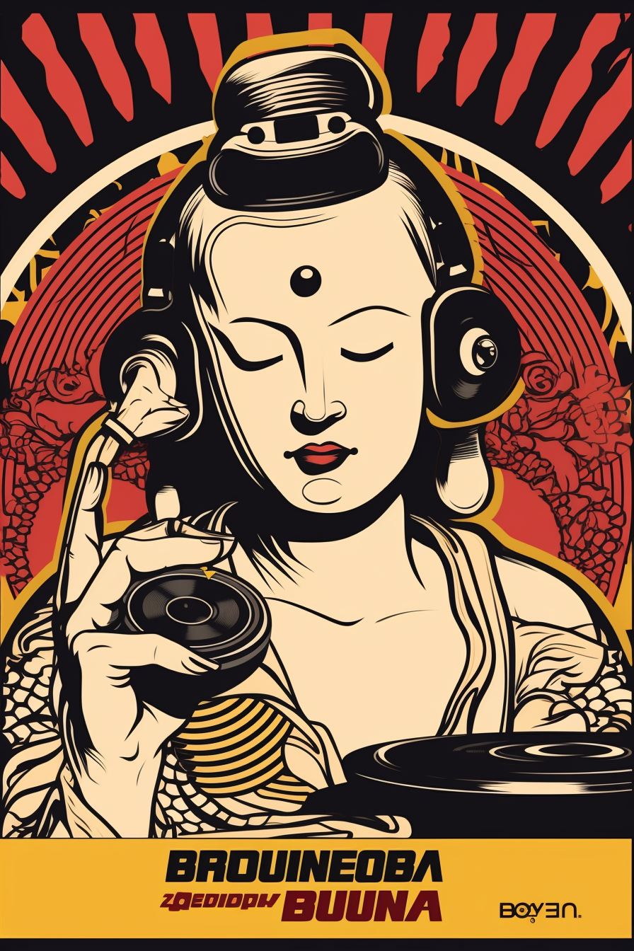 Buddha DJing Movie Poster Artwork