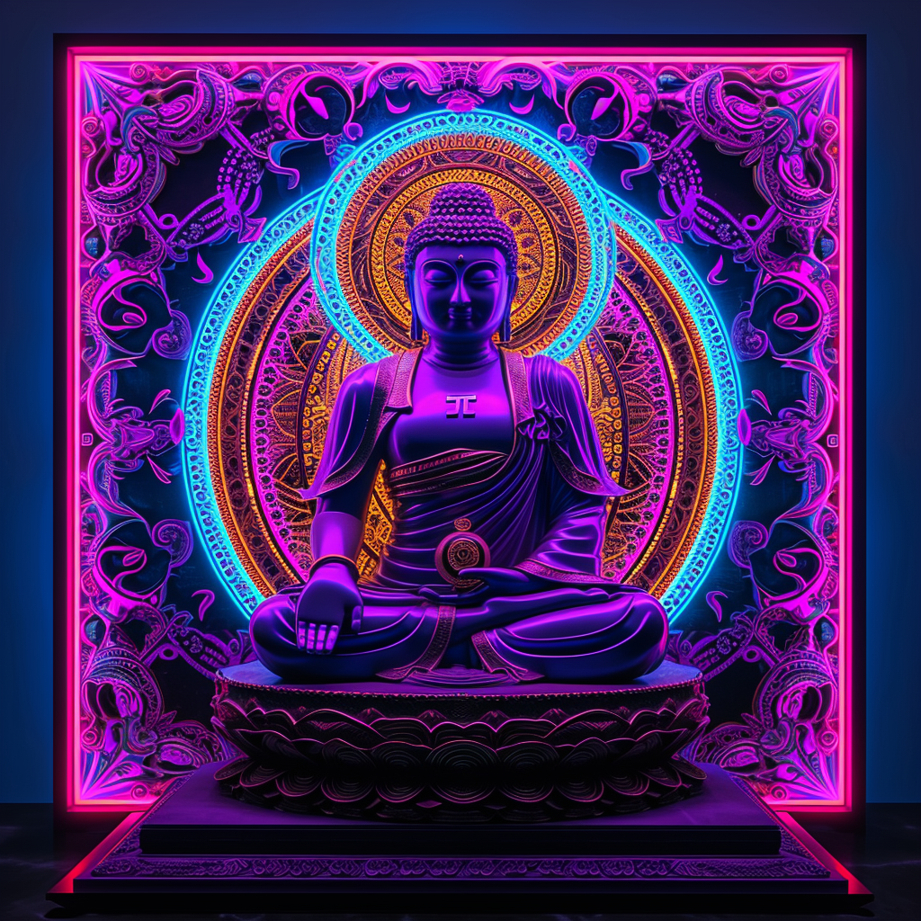 Buddhist Mandala Neon Colors 3D Cinema Lighting