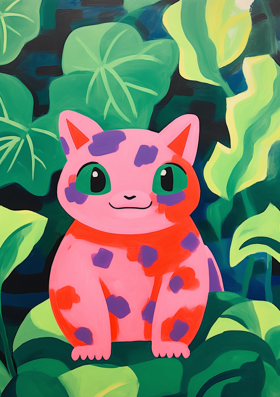 Colorful Bulbasaur in art style