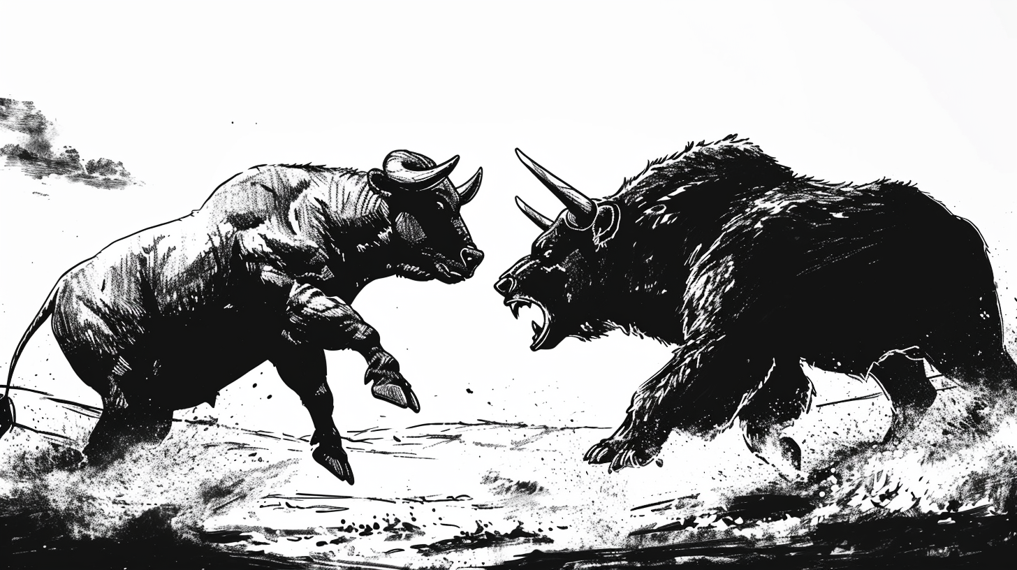 Bull fighting bear sketch art game